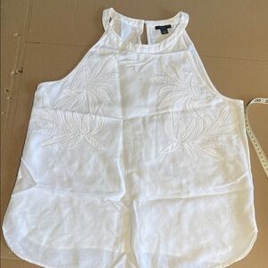 Ann Taylor White Embroidered Halter Camisole